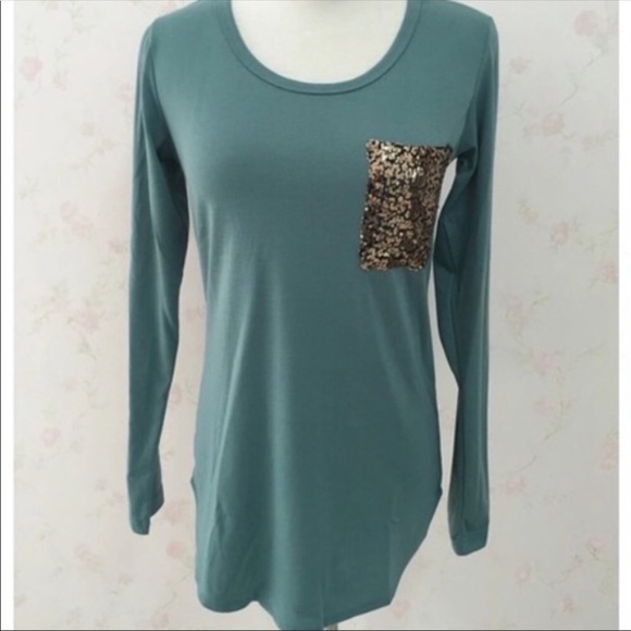 Pretty Penny Boutique Tops - 🛒 Sequin Pocket T-Shirt // Long Sleeve // NWT